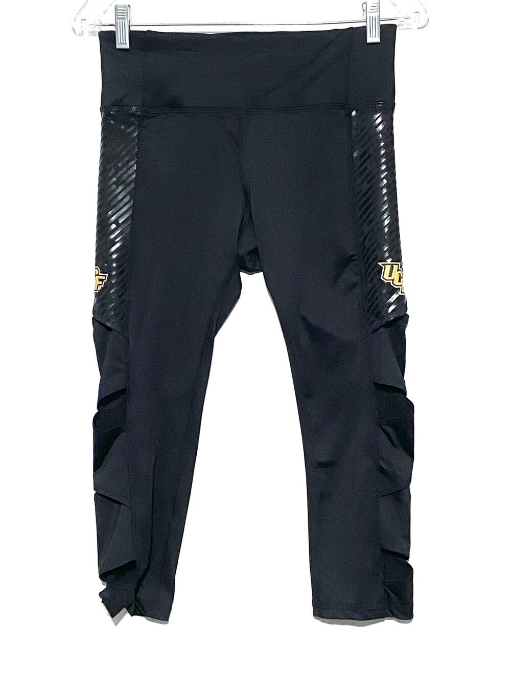 UCF Knights Black Leggings Womens M 8/10 Side Cut Out Athleisure Sporty Gym Yoga